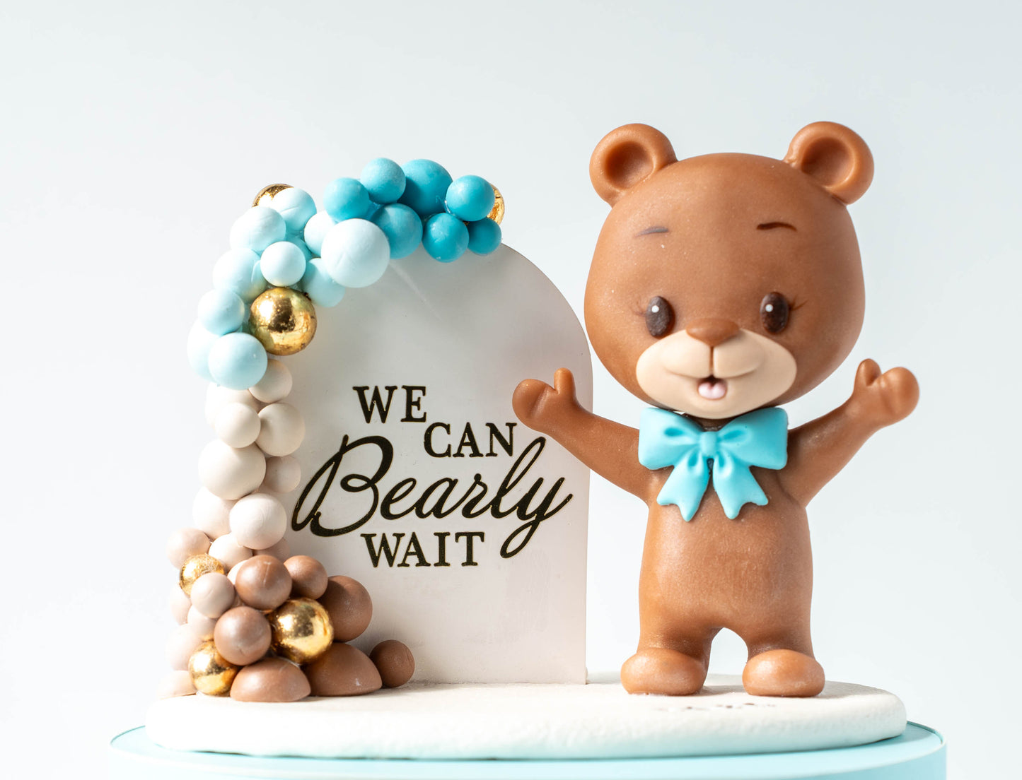 Bear Baby Shower Theme Cake Topper Keepsake - We Can BEAR-ly Wait