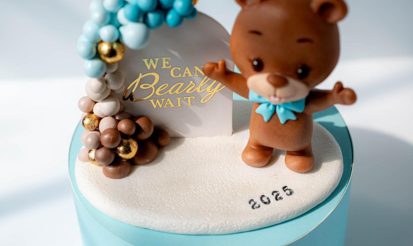 Bear Baby Shower Theme Cake Topper Keepsake - We Can BEAR-ly Wait