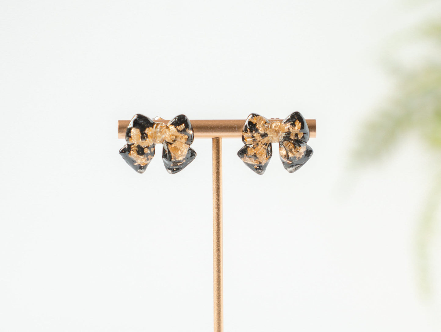 Black and Gold Bow Earrings