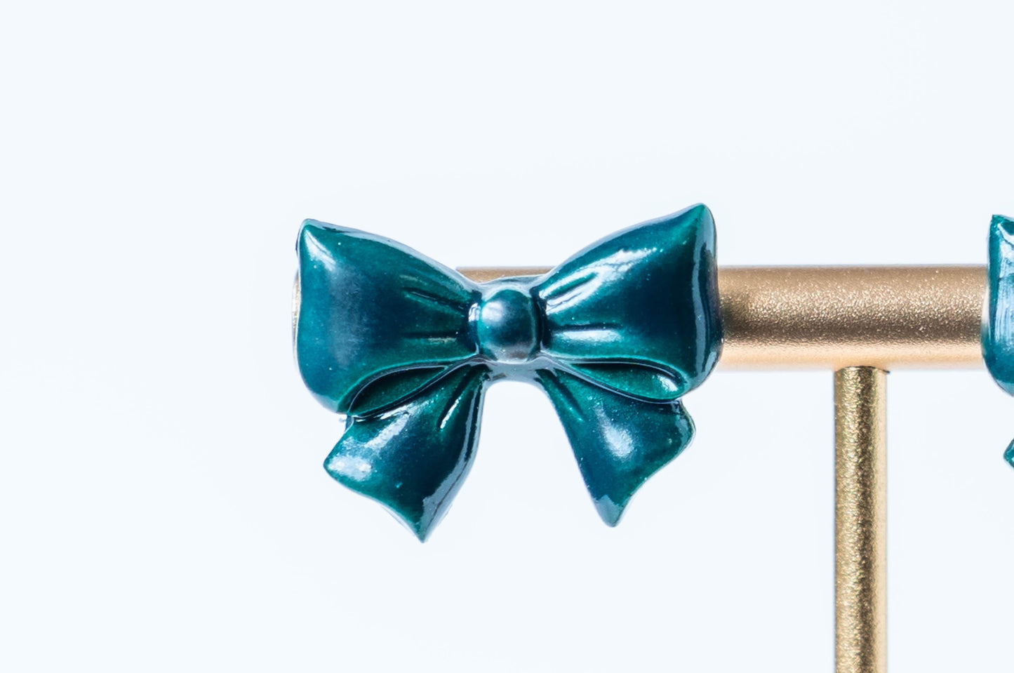 Dark Green Bow Earring Studs
