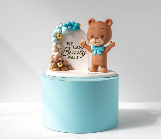 Bear Baby Shower Theme Cake Topper Keepsake - We Can BEAR-ly Wait