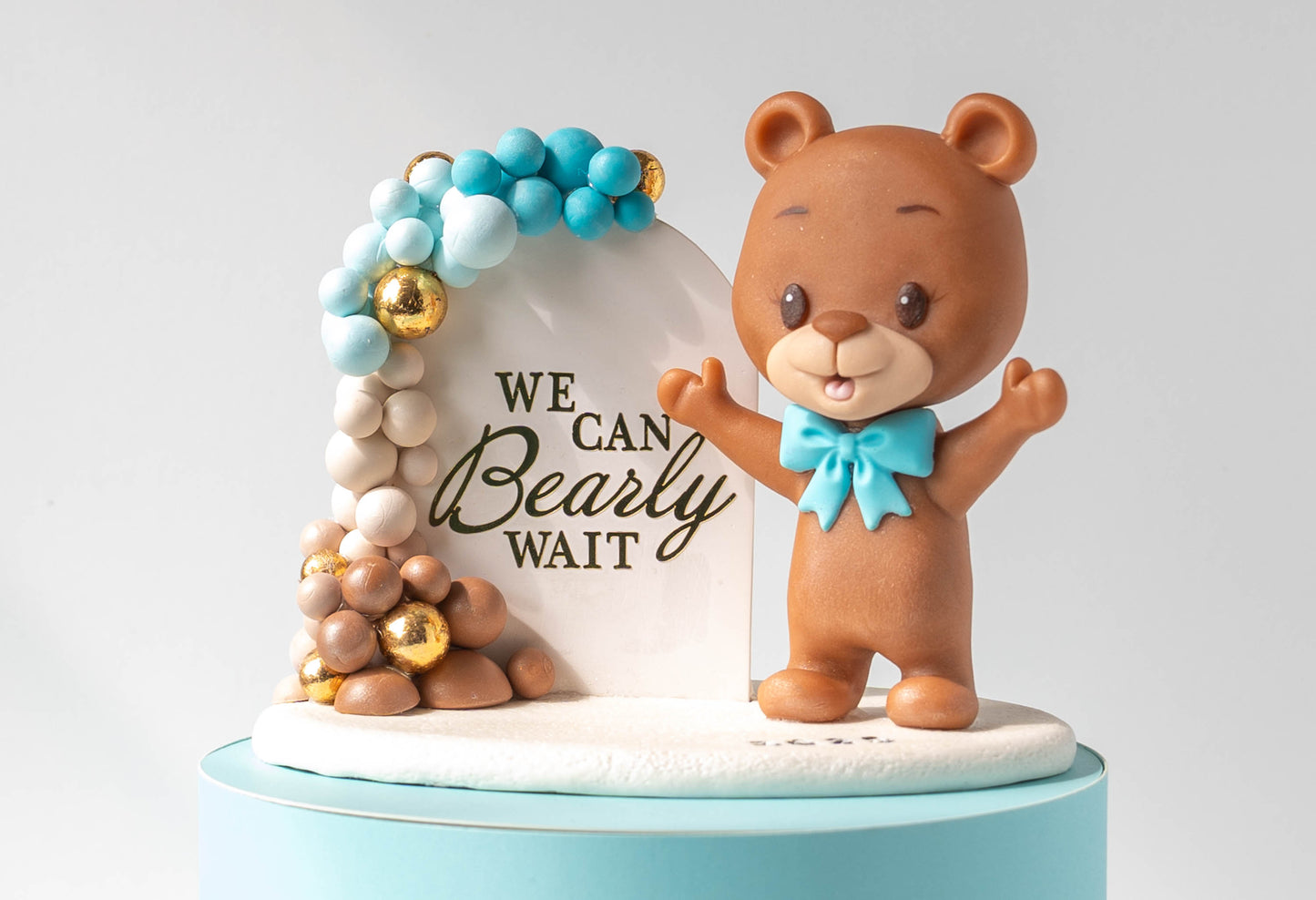 Bear Baby Shower Theme Cake Topper Keepsake - We Can BEAR-ly Wait
