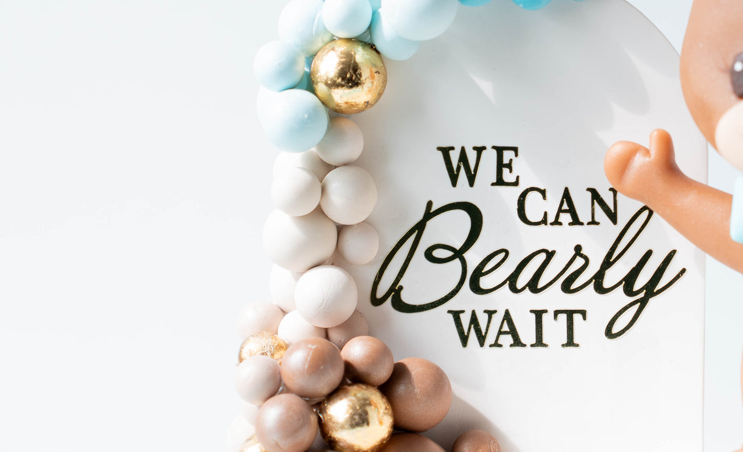 Bear Baby Shower Theme Cake Topper Keepsake - We Can BEAR-ly Wait