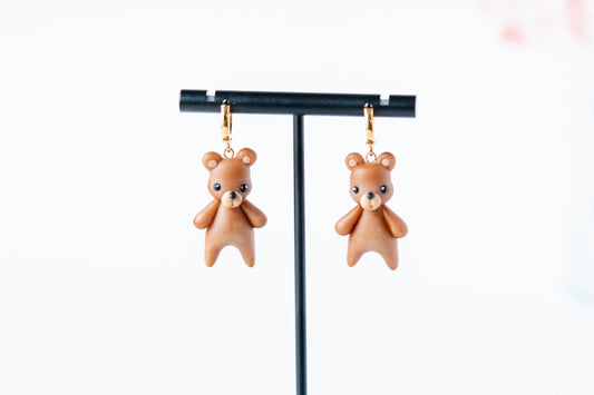 Brown Bear Dangle Earrings