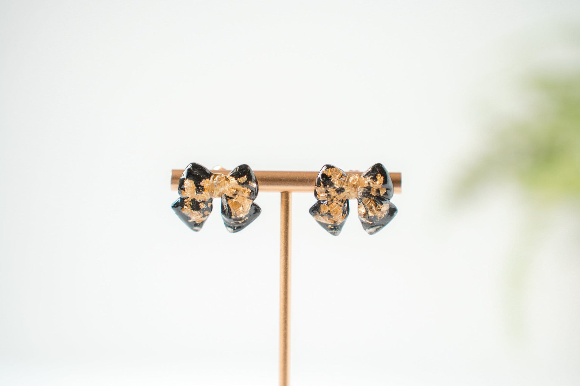 Black and Gold Bow Earrings